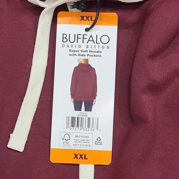 Buffalo David Bitton Ladies Trendy Hoodie w Pockets XX-Large Size Rhubarb - Picture 11 of 14